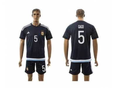 Argentina #5 Gago Away Long Sleeves Soccer Country Jersey1