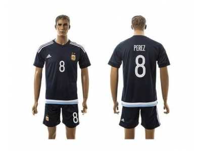 Argentina #8 Perez Away Soccer Country Jersey