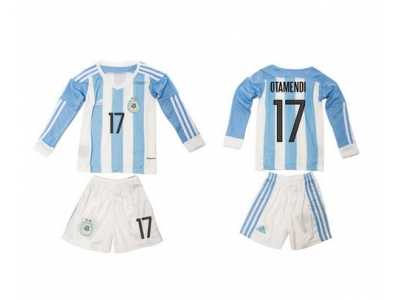Argentina #17 Otamemdi Home Long Sleeves Kid Soccer Country Jersey