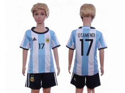 Argentina #17 Otamendi Home Kid Soccer Country Jersey