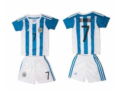Argentina #7 Di Maria Home Kid Soccer Country Jersey1