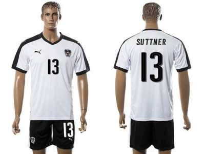 Austria #13 Suttner White Away Soccer Country Jersey