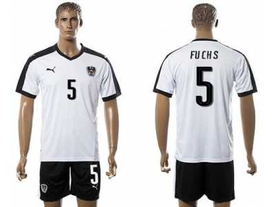 Austria #5 Fuchs White Away Soccer Country Jersey