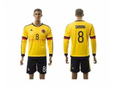 Colombia #8 Cardona Home Long Sleeves Soccer Country Jersey