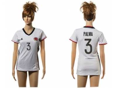 Women's Colombia #3 Palma Away Soccer Country Jersey
