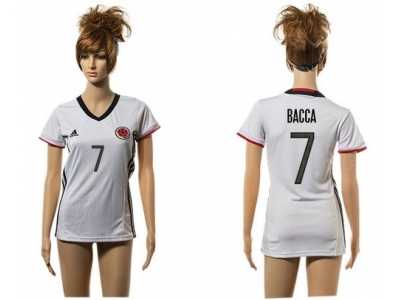 Women's Colombia #7 Bacca Away Soccer Country Jersey