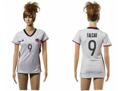 Women's Colombia #9 Falcao Away Soccer Country Jersey