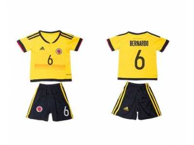 Colombia #6 Bernardo Home Kid Soccer Country Jersey