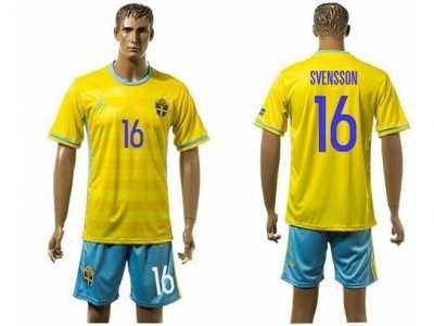 Sweden #16 Svensson Home Soccer Country Jersey1