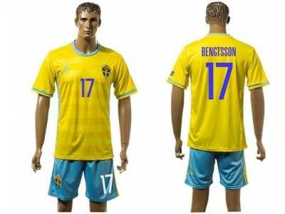 Sweden #17 Bengtsson Home Soccer Country Jersey1