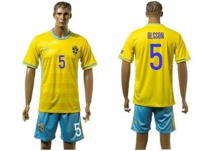Sweden #5 Olsson Home Soccer Country Jersey1
