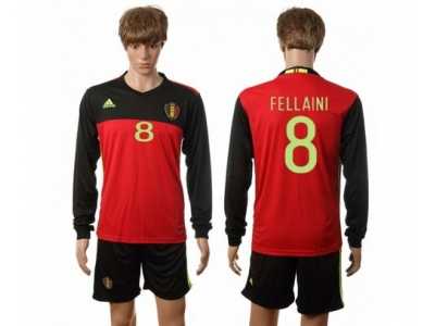 Belgium #8 Fellaini Red Home Long Sleeves Soccer Country Jersey