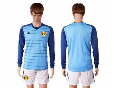 Belgium Blank Blue Goalkeeper Long Sleeves Soccer Country Jersey