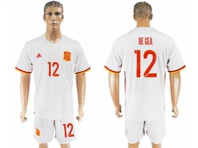 Spain #12 De Gea Away Soccer Country Jersey
