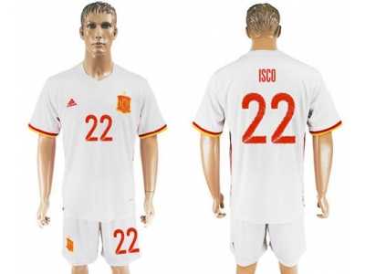 Spain #22 Isco Away Soccer Country Jersey