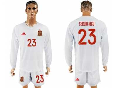 Spain #23 Sergio Rico White Away Long Sleeves Soccer Country Jersey