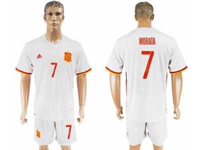 Spain #7 Morata Away Soccer Country Jersey