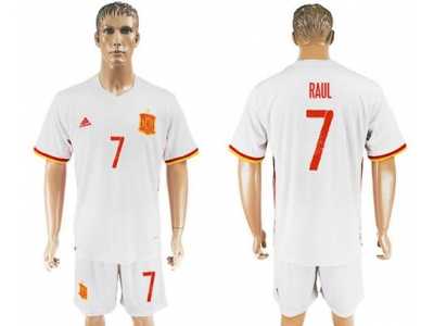 Spain #7 Raul Away Soccer Country Jersey