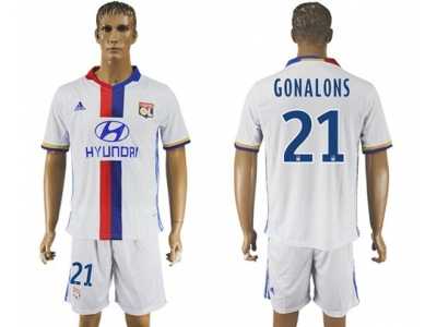 Lyon #21 Gonalons Home Soccer Club Jersey1