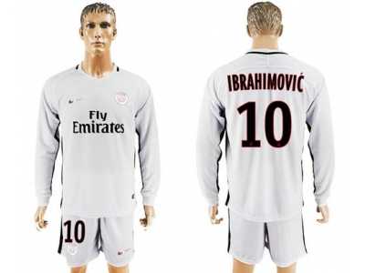 Paris Saint-Germain #10 Ibrahimovic Sec Away Long Sleeves Soccer Club Jersey