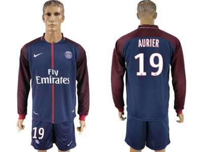 Paris Saint-Germain #19 Aurier Home Long Sleeves Soccer Club Jersey
