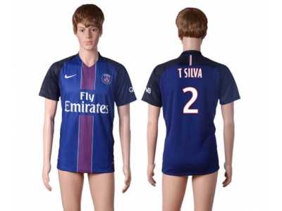 Paris Saint-Germain #2 T Silva Home Soccer Club Jersey1