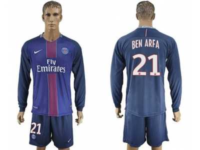 Paris Saint-Germain #21 Ben Arfa Home Long Sleeves Soccer Club Jersey1