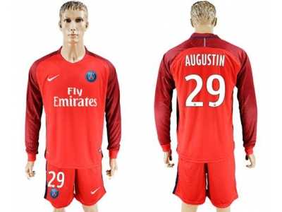 Paris Saint-Germain #29 Augustin Red Long Sleeves Soccer Club Jersey