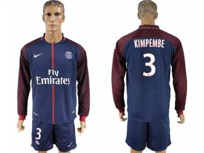 Paris Saint-Germain #3 Kimpembe Home Long Sleeves Soccer Club Jersey