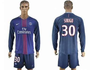 Paris Saint-Germain #30 Sirigu Home Long Sleeves Soccer Club Jersey1