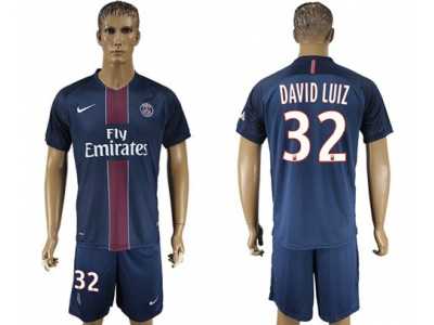 Paris Saint-Germain #32 David Luiz Home Soccer Club Jersey3