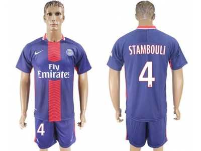 Paris Saint-Germain #4 Stambouli Home Soccer Club Jersey2