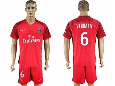 Paris Saint-Germain #6 Verratti Red Soccer Club Jersey