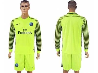 Paris Saint-Germain Blank Green Goalkeeper Long Sleeves Soccer Club Jersey1