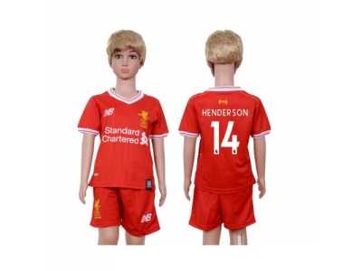 Liverpool #14 Henderson Red Home Kid Soccer Club Jersey