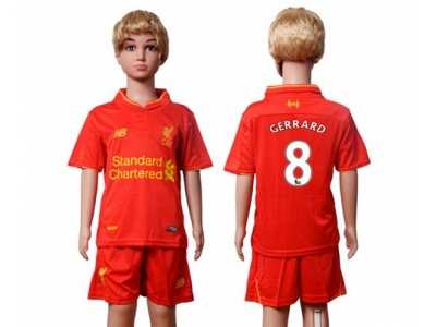 Liverpool #8 Gerrard Red Home Kid Soccer Club Jersey