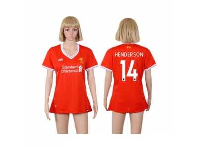 Women's Liverpool #14 Henderson Red Home Soccer Club Jersey