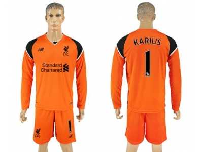 Liverpool #1 Karius Orange Goalkeeper Long Sleeves Soccer Club Jersey
