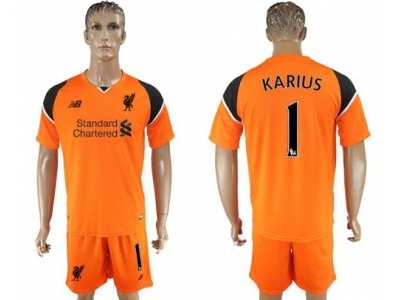 Liverpool #1 Karius Orange Goalkeeper Soccer Club Jersey
