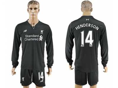 Liverpool #14 Henderson Away Long Sleeves Soccer Club Jersey1