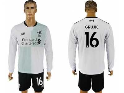 Liverpool #16 Grujic Away Long Sleeves Soccer Club Jersey