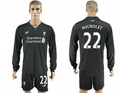 Liverpool #22 Mignolet Away Long Sleeves Soccer Club Jersey1