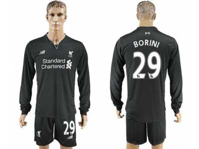 Liverpool #29 Borini Away Long Sleeves Soccer Club Jersey