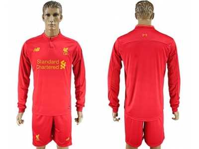 Liverpool Blank Home Long Sleeves Soccer Club Jersey3