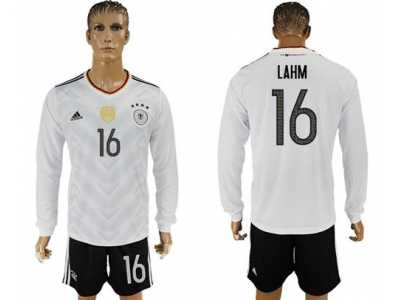 Germany #16 Lahm White Home Long Sleeves Soccer Country Jersey