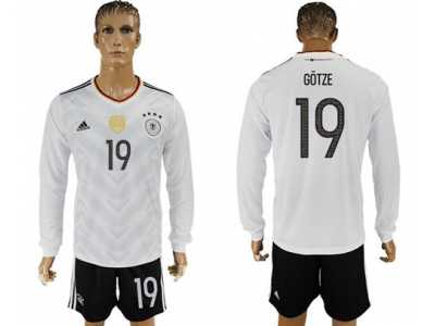 Germany #19 Gotze White Home Long Sleeves Soccer Country Jersey1