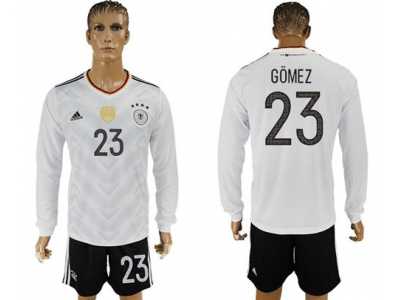 Germany #23 Gomez White Home Long Sleeves Soccer Country Jersey