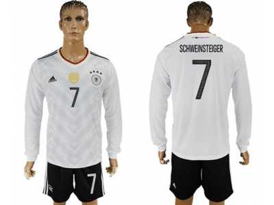 Germany #7 Schweinsteiger White Home Long Sleeves Soccer Country Jersey