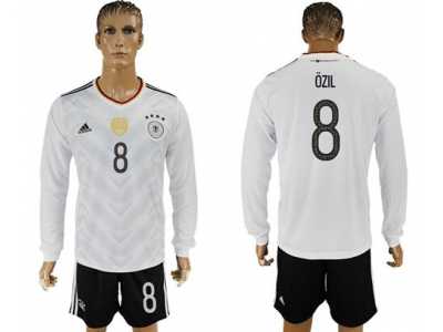 Germany #8 Ozil White Home Long Sleeves Soccer Country Jersey