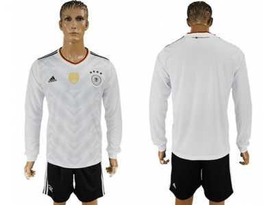 Germany Blank White Home Long Sleeves Soccer Country Jersey